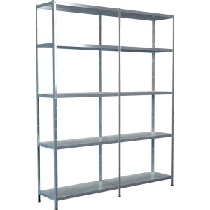 Schulte Steckregal Set, verzinkt, 200x160x35cm, mit 5 Böden pro Regaleinheit. Ideal für Keller, Garage oder Werkstatt.