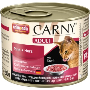 Carny Katzen-Nassfutter Adult Rind & Herz, 200g Dose. Alleinfutter für ausgewachsene Katzen.