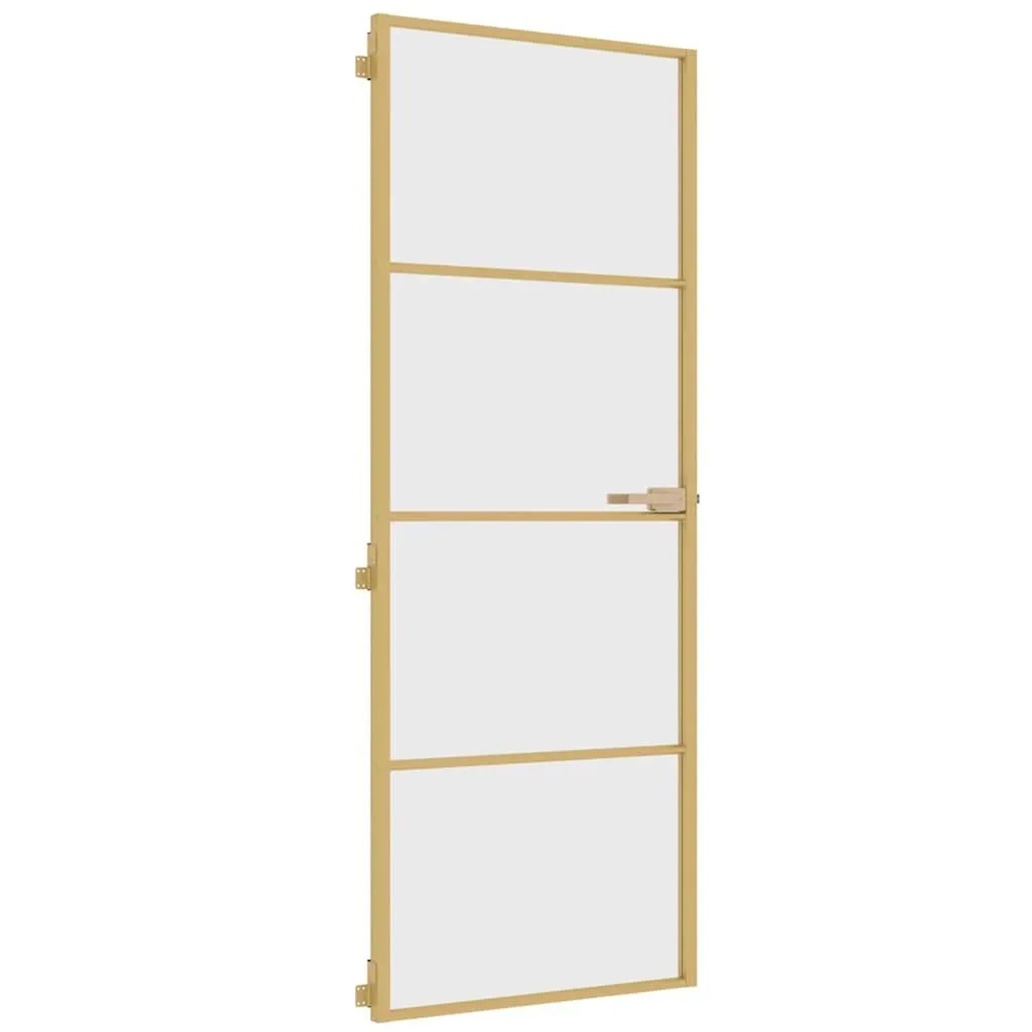 vidaXL Innentür Schlank Golden 76x201,5 cm Hartglas und Aluminium 155132