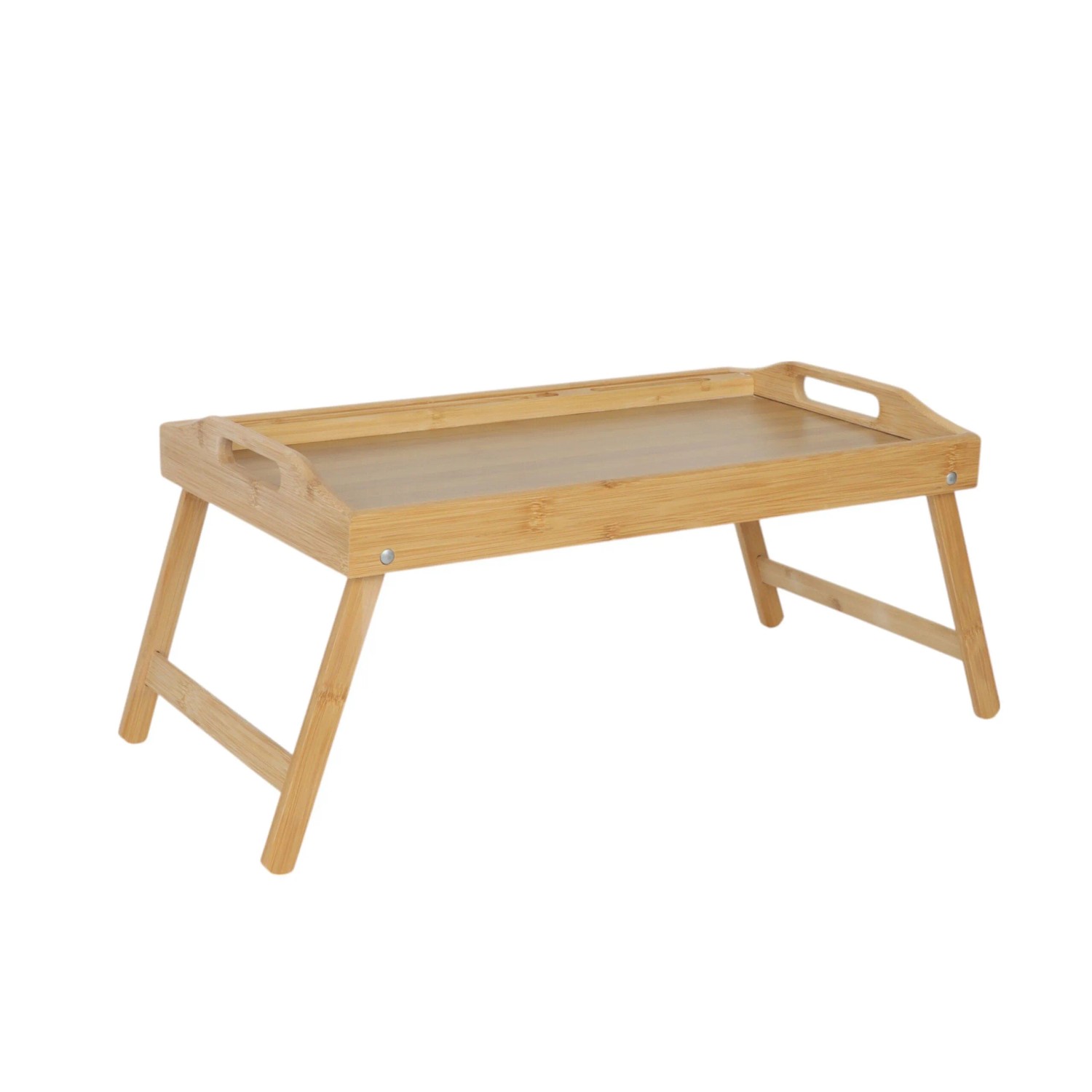 Relaxdays Betttablett Bambus Natur Klappbar Mit Tablet und Smartphonehalter 24 cm x 60 cm x 30 cm