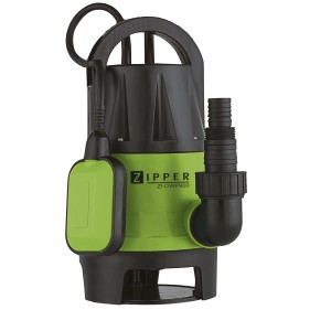 Zipper Schmutzwasser-Tauchpumpe ZI-DWP900, 900W, mit Schwimmerschalter und Tragegriff.