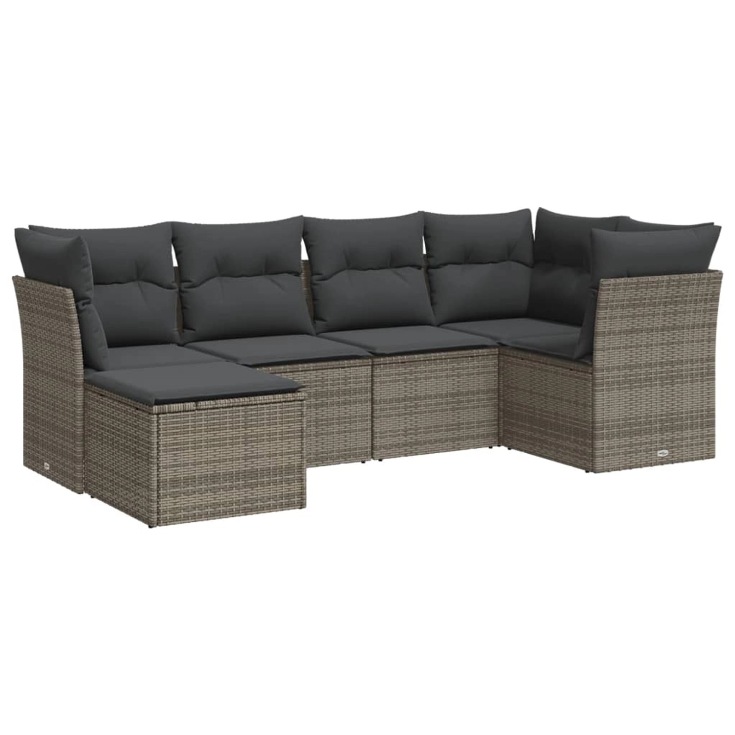 vidaXL 6-Tlg Garten-Sofagarnitur mit Kissen Grau Poly Rattan 3249789 günstig online kaufen