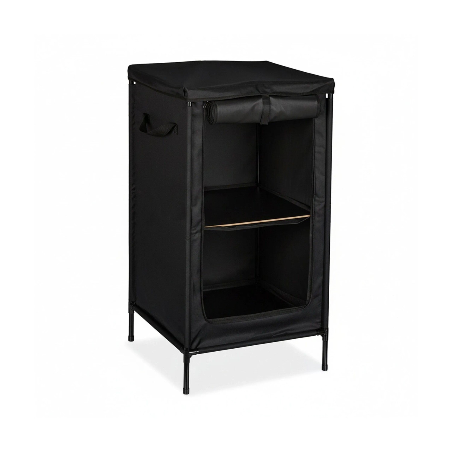 Relaxdays Campingschrank Metall Grau mit 2 Ablagen 87 cm x 47,5 cm x 47,5 cm