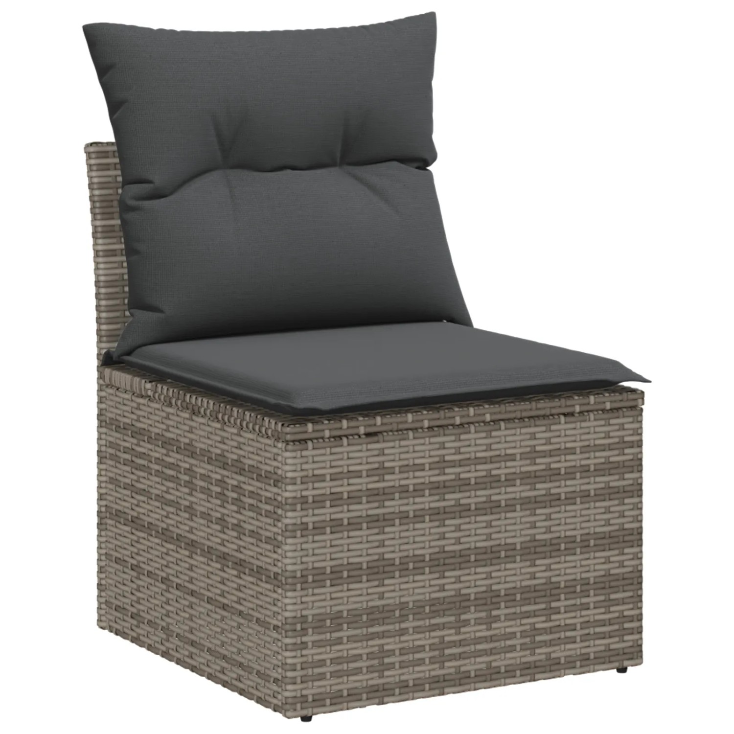Graues vidaXL Gartenmöbel-Set: Einzelner Sessel aus Polyrattan mit Kissen.