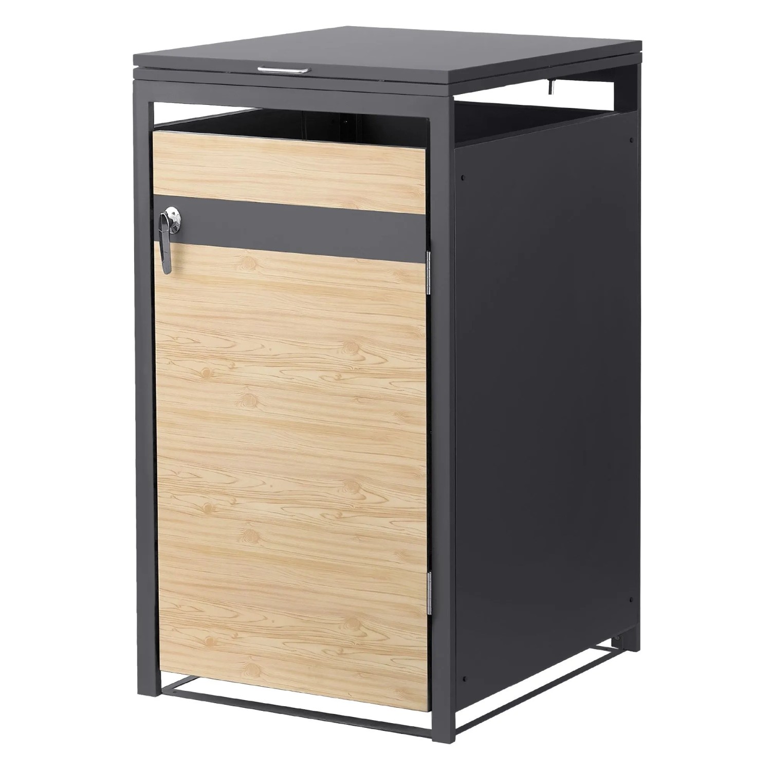 Ml-Design Mülltonnenbox 1er Anthrazit-Lärchenoptik 68x80x120 cm
