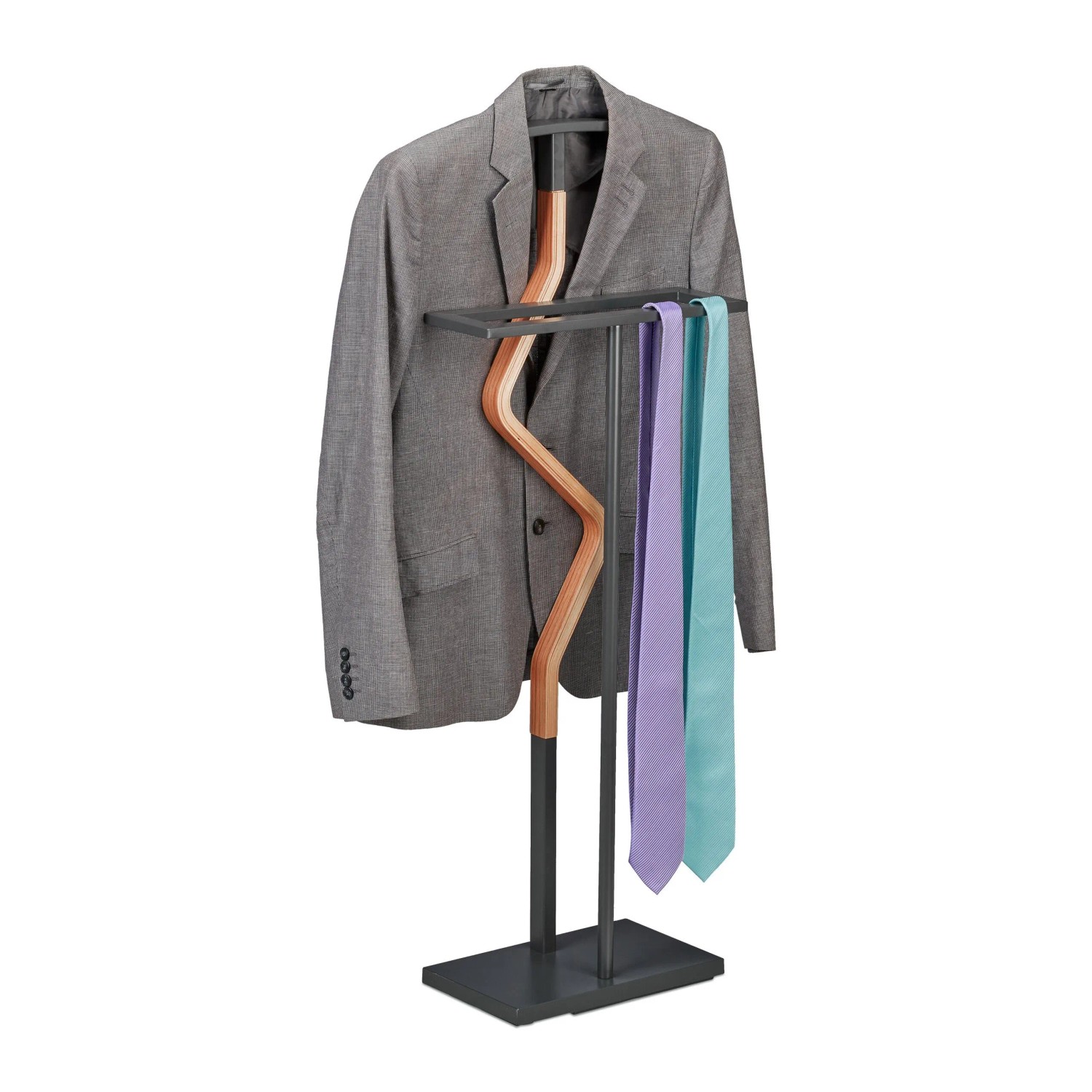 Relaxdays Herrendiener Stahl MDF Anthrazit Standfest 107 cm x 47,5 cm x 20 cm