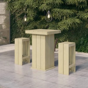 vidaXL Gartenbar-Set, 3-teilig, aus imprägniertem Kiefernholz mit Tisch und zwei Hockern.