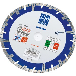 LUX Diamant-Trennscheibe Classic Stein, segmentiert, Ø 200 mm für Winkelschleifer.