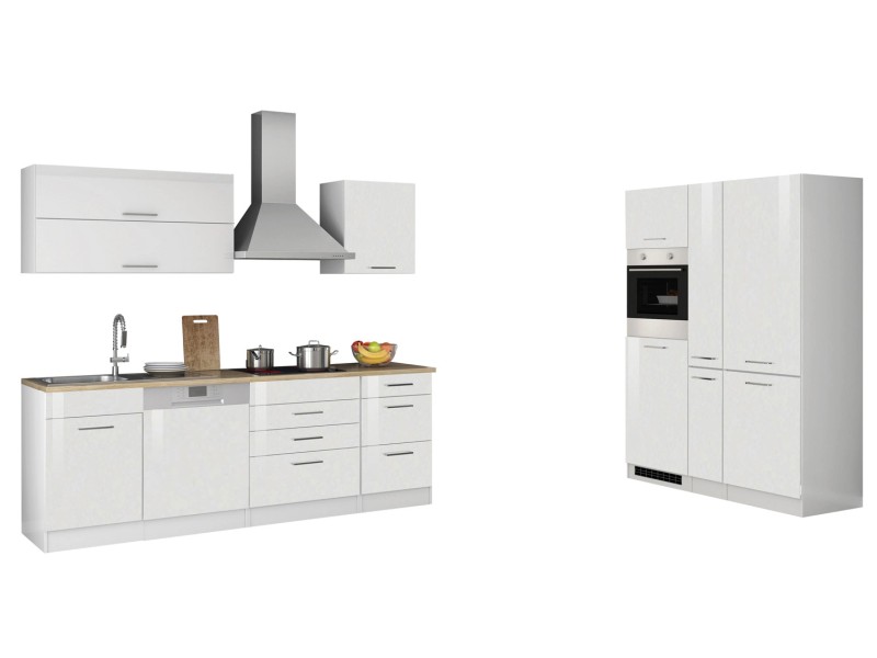 Held Möbel Küchenzeile Mailand 390 cm Weiß Hochglanz-Weiß Matt mit E-Geräten  kaufen bei OBI