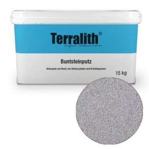 Terralith Buntsteinputz Mosaikputz, 1mm, 15kg, grau. Dekorativer Wandputz für Innen & Außen.