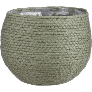 Runder, grüner Mica Decorations Jorck Korb, 19x22cm, aus Papier geflochten, mit Kunststoffeinsatz.