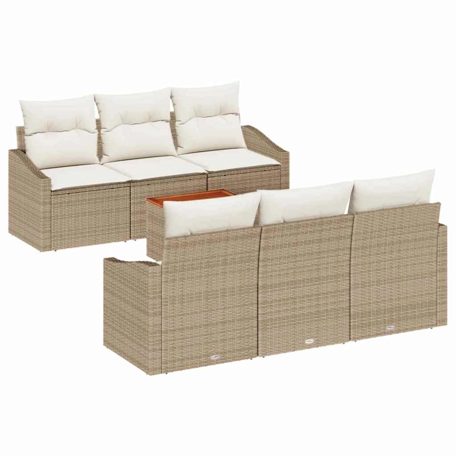 vidaXL Garten-Sofa-Set mit Kissen 7-Tlg Beige Poly Rattan 3347778 günstig online kaufen