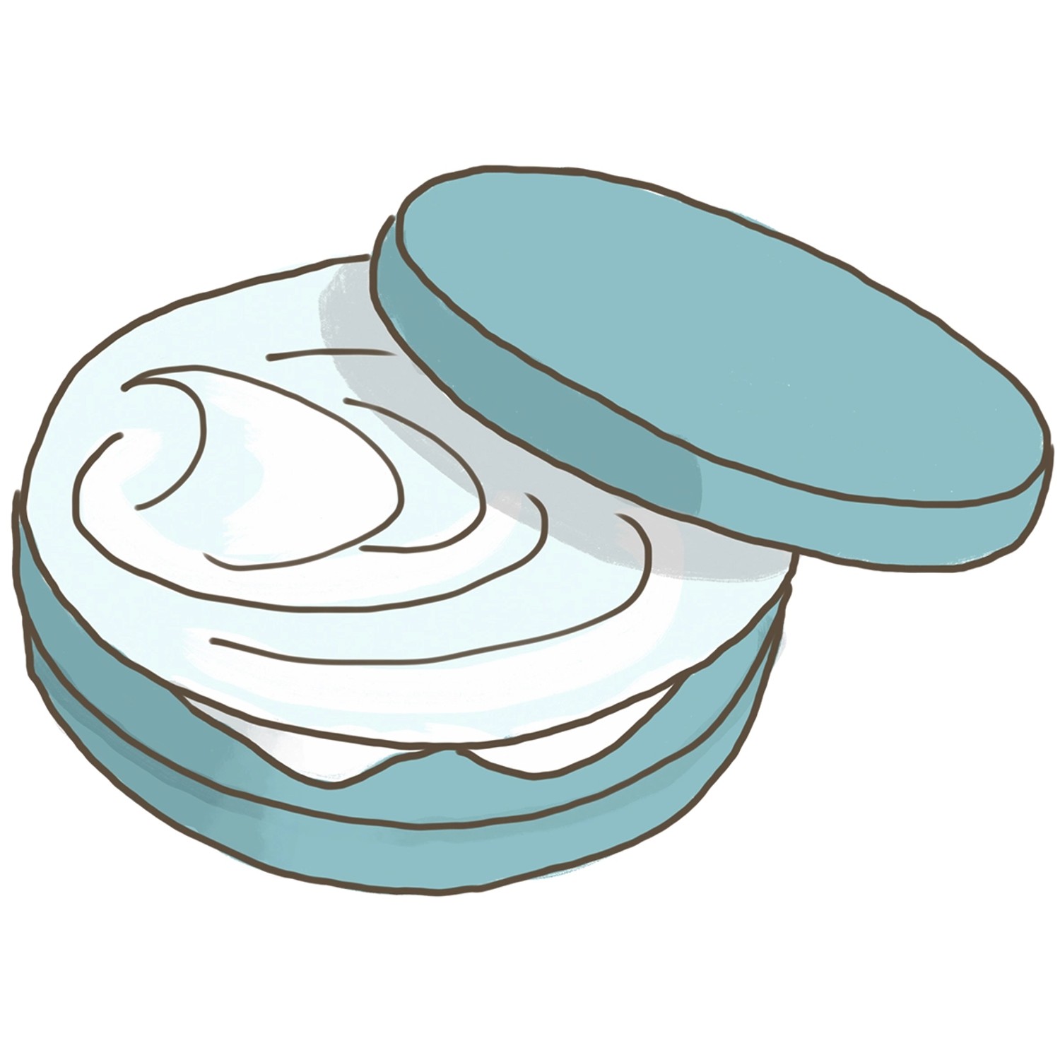 Illustration einer Aloe Vera Creme in Dose mit blauem Deckel.