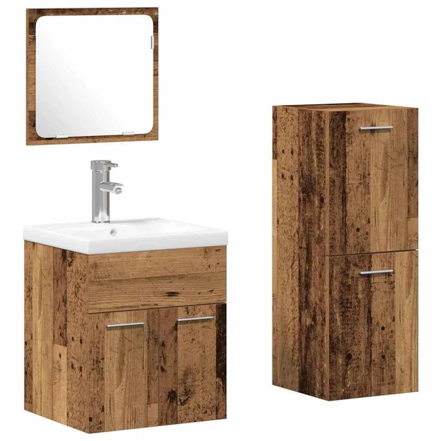 vidaXL Badezimmermöbel-Set Wandmontiert 4 Tlg Altholz Holzwerkstoff 3332571
