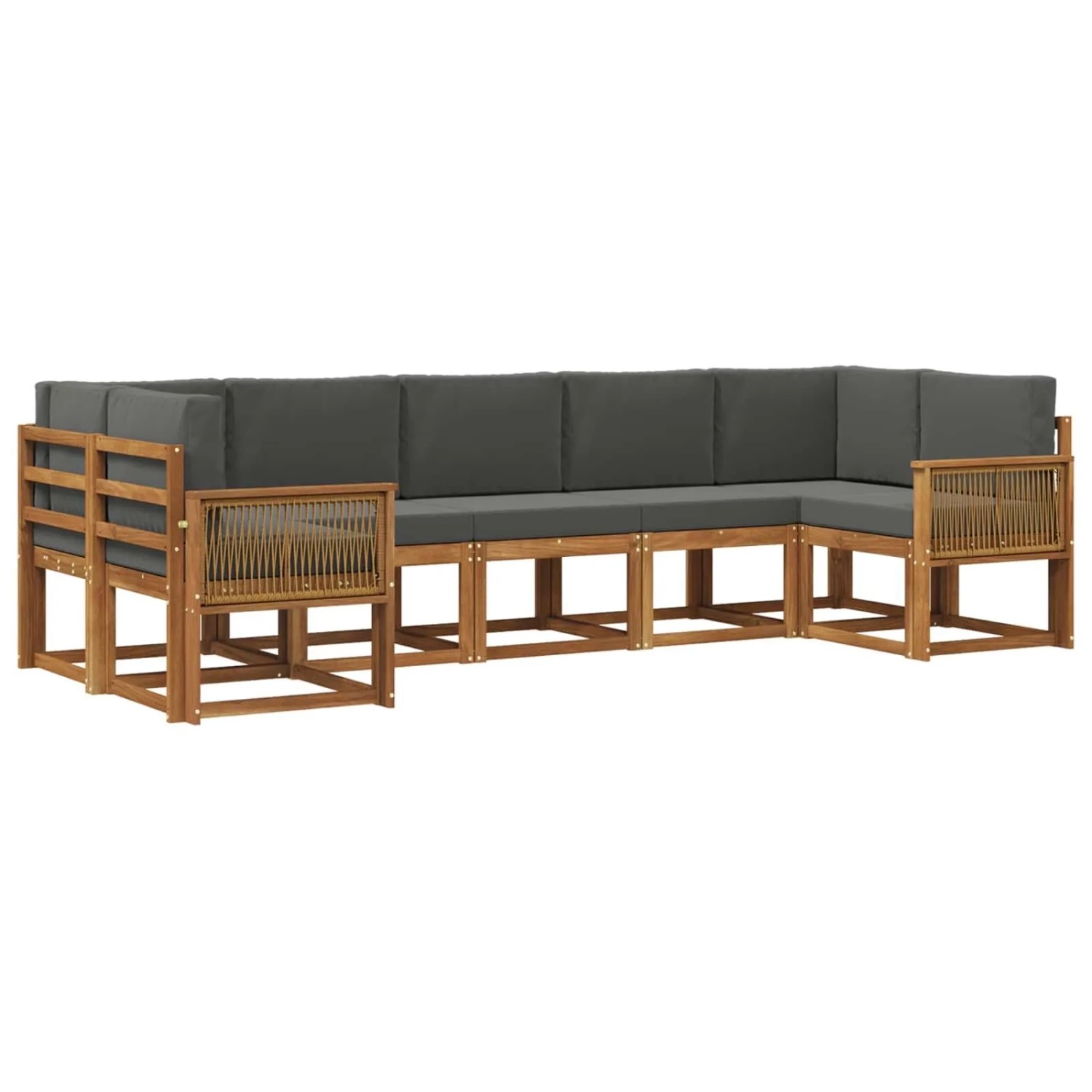 vidaXL Outdoor-Sofagarnitur mit Kissen 7 Stk Natur und Anthrazit 3385518