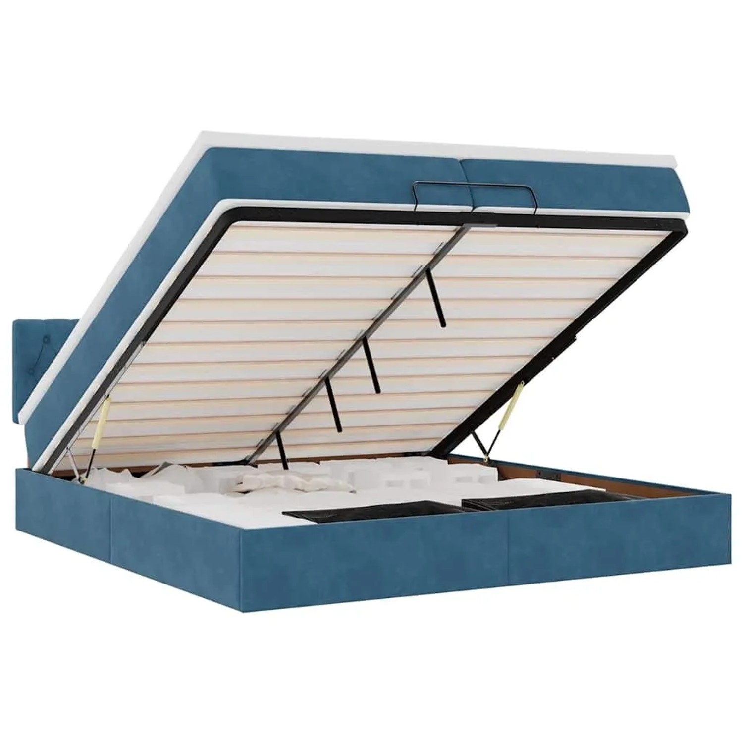 vidaXL Ottoman-Bett mit Matratze Dunkelblau 200x200 cm Samt 3311871