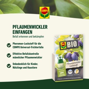 Compo BIO Pflaumenwickler Lockstoff, 3er-Pack für die Universal-Trichterfalle zur Schädlingsbekämpfung.