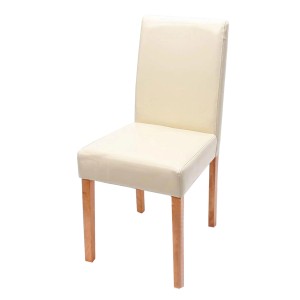 MCW Esszimmerstuhl Littau in Creme mit hellen Beinen und Kunstlederbezug.