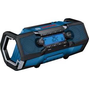 Bosch Professional Akku-Radio GPB 18V-2 C Solo in Blau/Schwarz. Robustes Baustellenradio mit Bluetooth.