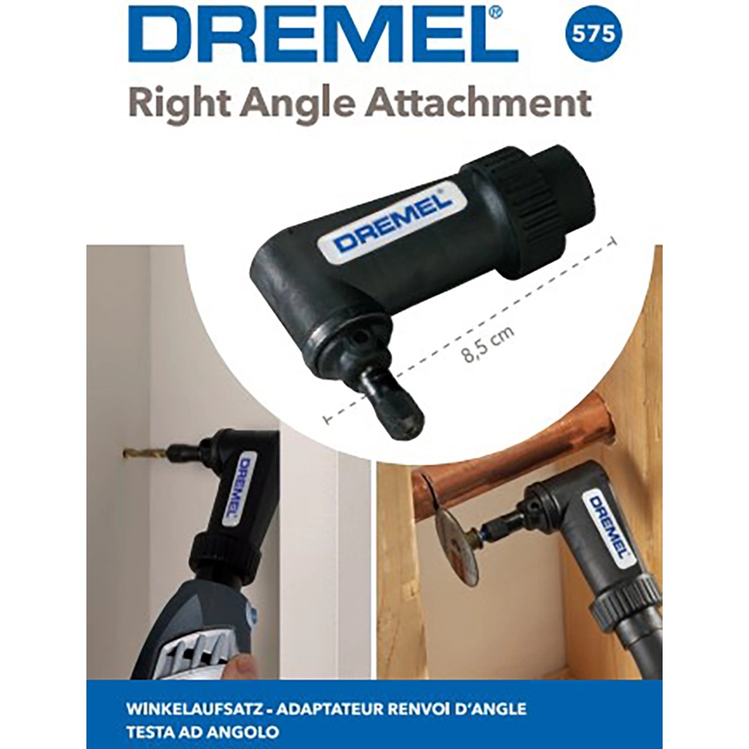 Dremel Winkelvorsatz 575 für Miniaturwerkzeuge, um schwer zugängliche Stellen zu erreichen.