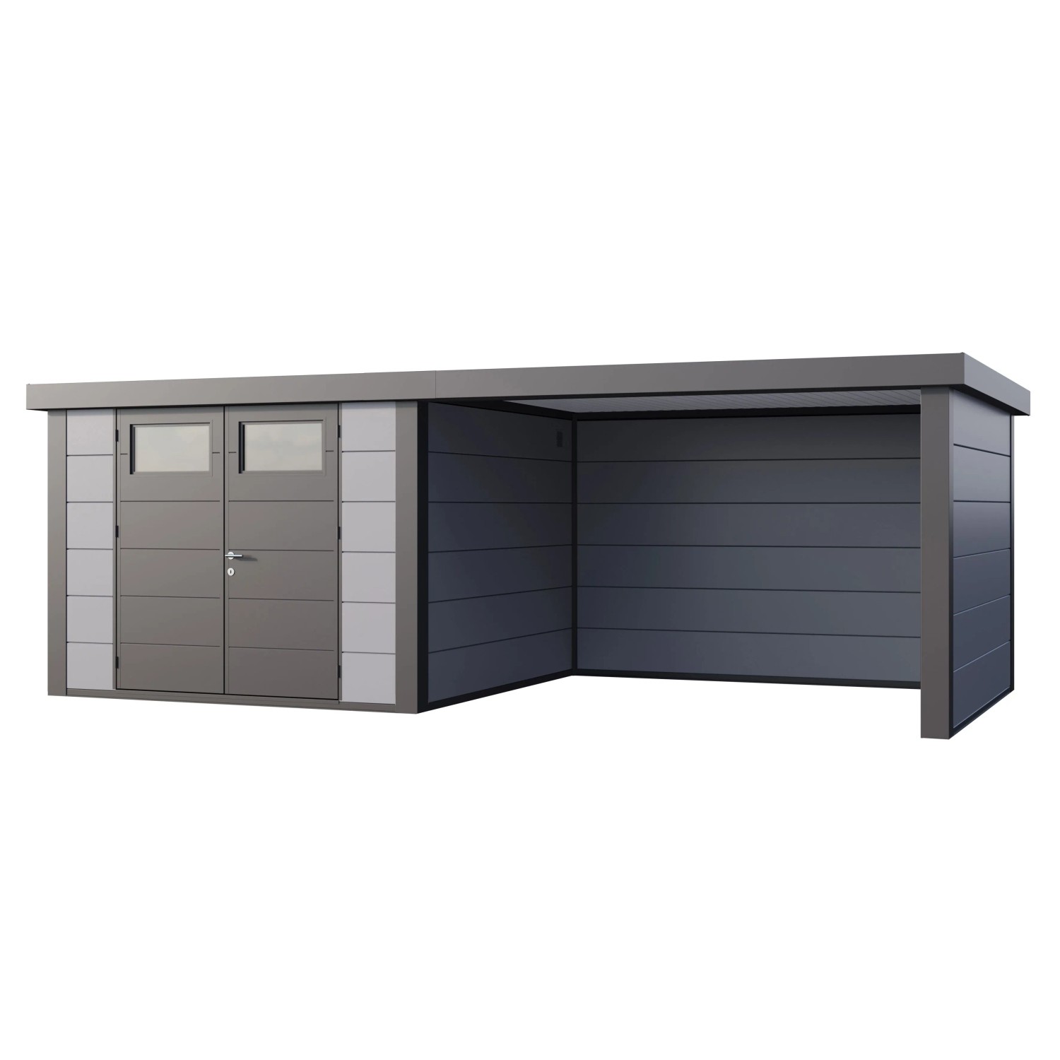 Gerätehaus Classico 3030 mit Lounge L Rechts 642 cm x 238 cm Hellgrau günstig online kaufen