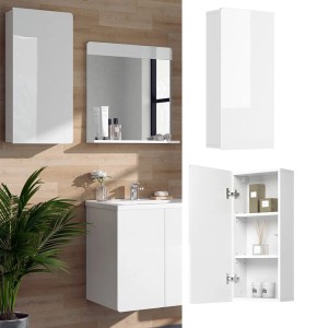 Vicco Badschrank Izan, weiß hochglanz, 37x77 cm, hängend, mit Stauraum für Badartikel.
