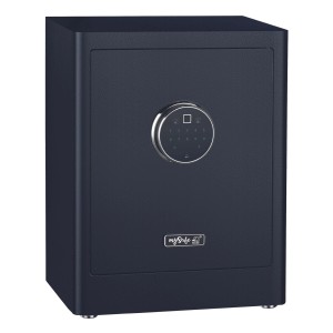 Schwarzer mySafe Premium Möbeltresor mit Fingerprint und Zahlencode.