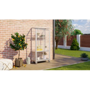 Vitavia Balkongewächshaus Polis mit Rollen, Alu, 81x42,8x168,2 cm. Ideal für den Balkon.