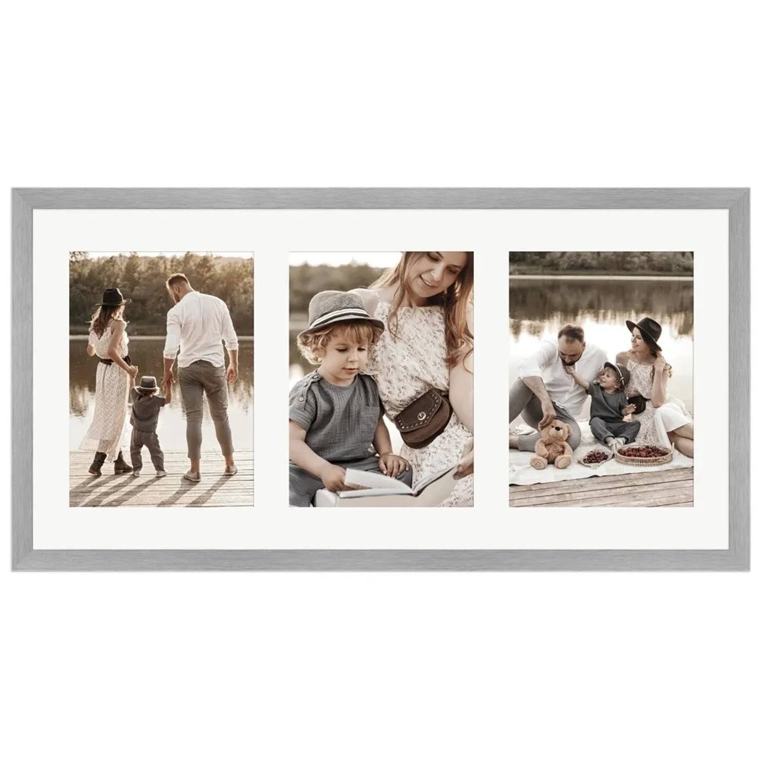 WANDStyle Galerierahmen G950 in Silber 25 x 50 cm für 3 Bilder im Format 13 x 18 cm