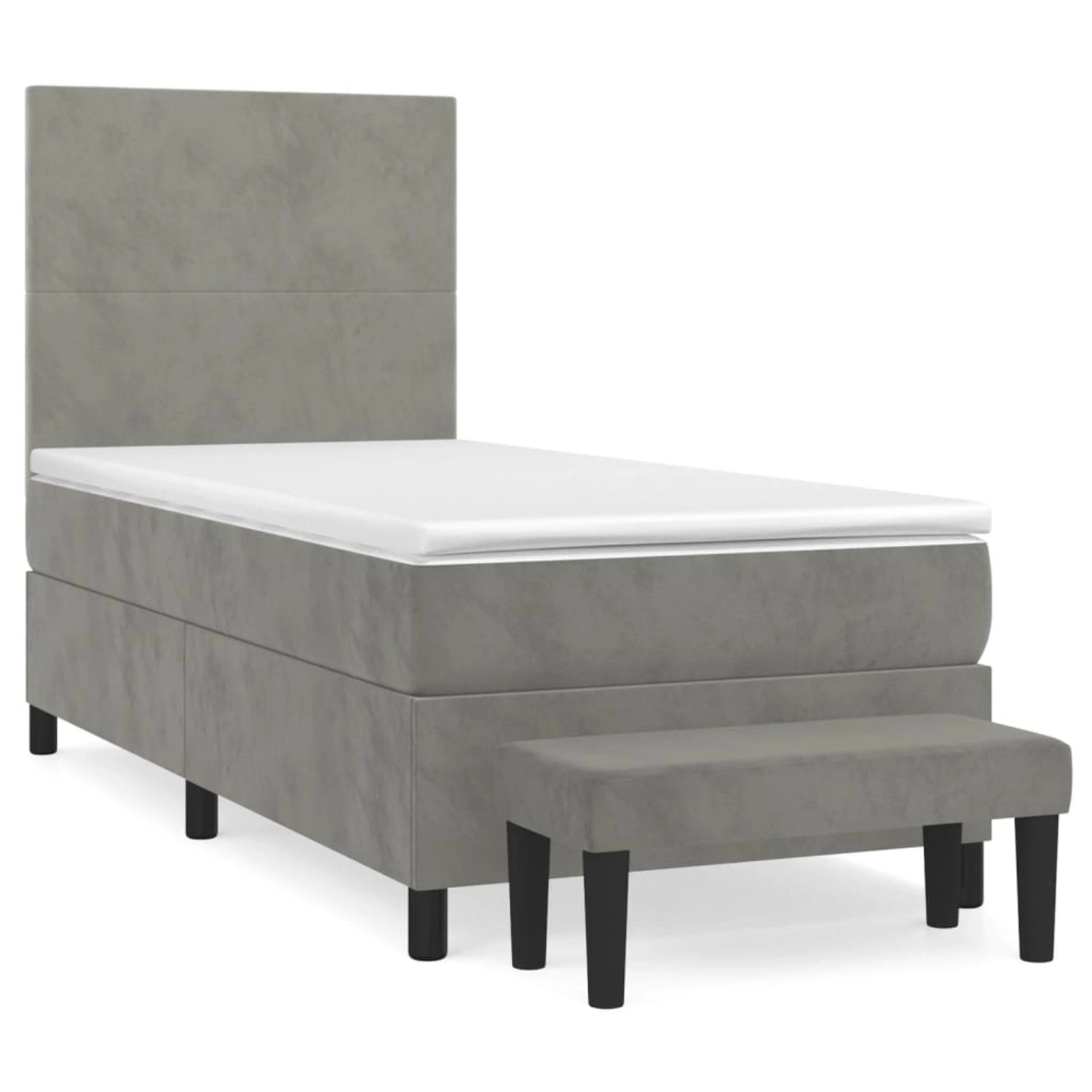 vidaXL Boxspringbett mit Matratze Hellgrau 100x200 cm Samt1357142 günstig online kaufen