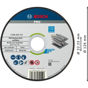 Bosch Pro Trennscheibe Stainless Steel and Metal 125 x 1,6 x 22,23 mm