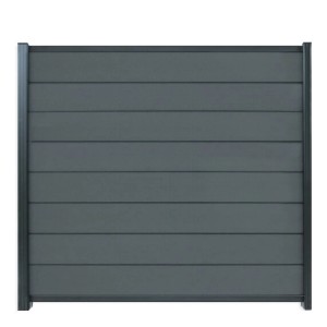 GartenLand WPC Zaun Norderney, 180x180 cm, schiefergrau. Sichtschutz Steckzaun mit Aluminiumleisten.
