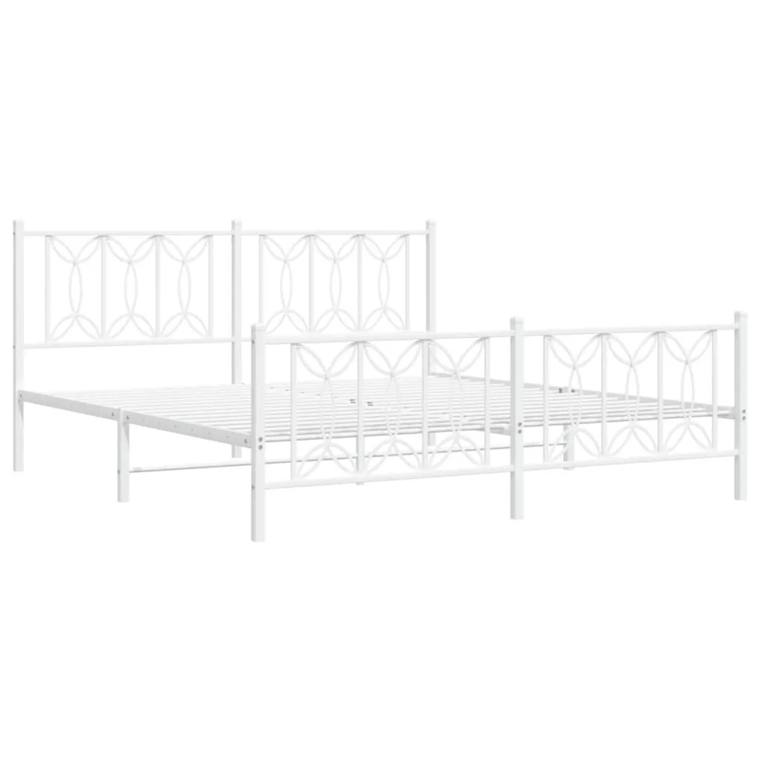 vidaXL Bettgestell mit Kopf- und Fußteil Metall Weiß 183x213 cm 376200 günstig online kaufen