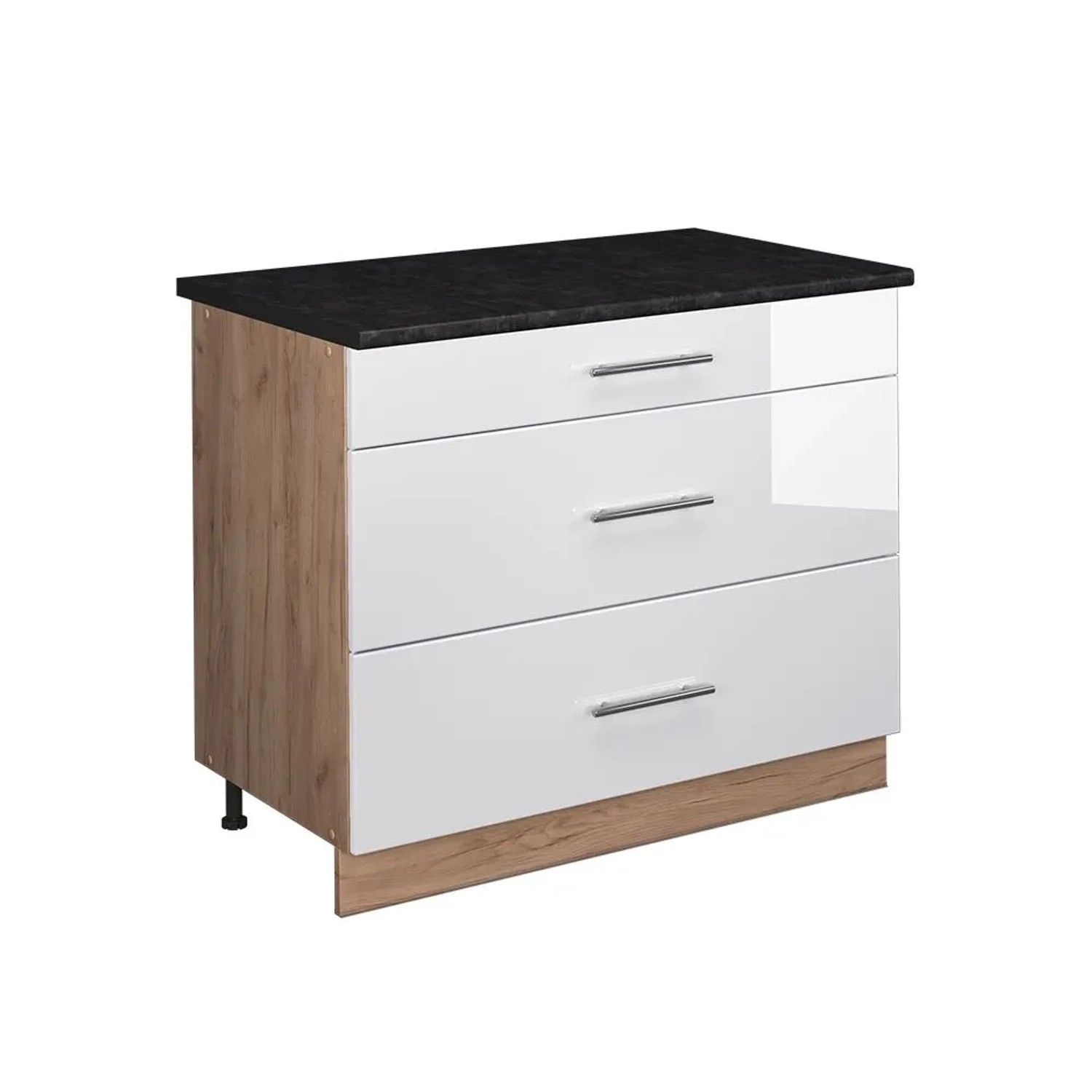Vicco Küchenunterschrank Fame-Line Weiß Hochglanz/Goldkraft Eiche 100 x 82 AP Anthrazit Art Nr 62054
