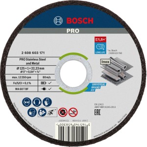 Bosch Trennscheibe 125mm für Winkelschleifer. Zum Schneiden von Inox, Edelstahl und Metall.
