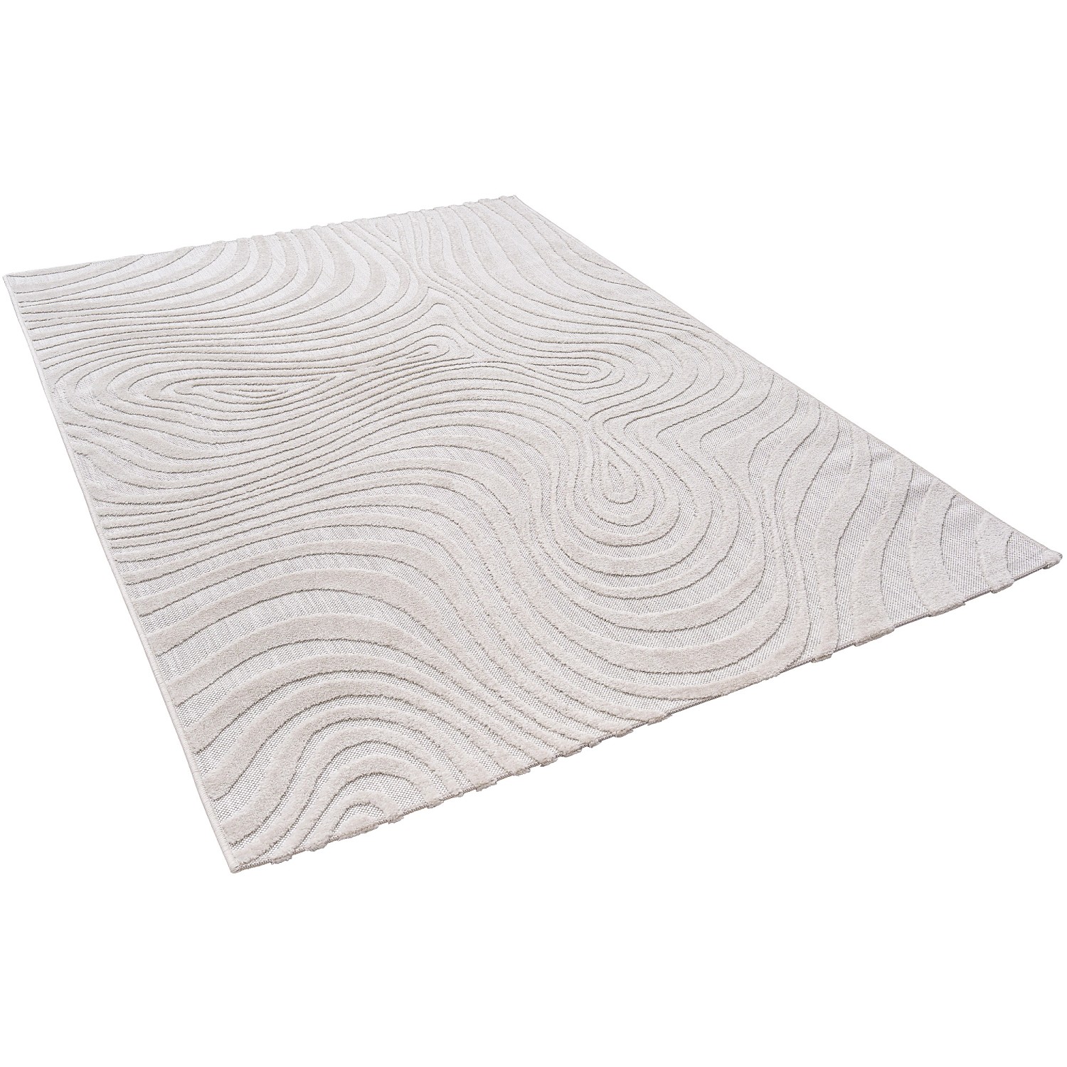 Pergamon In & Outdoor Teppich Flachgewebe Classy Creme Wellen 80x150cm günstig online kaufen