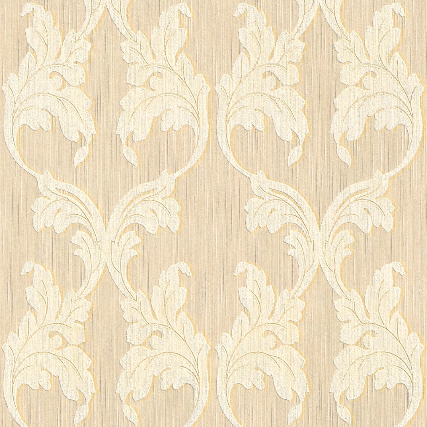 PROFHOME 956282-GU Textiloptik Tapete Barock Matt Beige Gelb 0,53 m x 10,05 günstig online kaufen