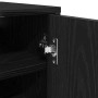 vidaXL Schuhschrank: Offene Tür aus schwarzer Eiche Holzwerkstoff, silbernes Scharnier, Regal innen.