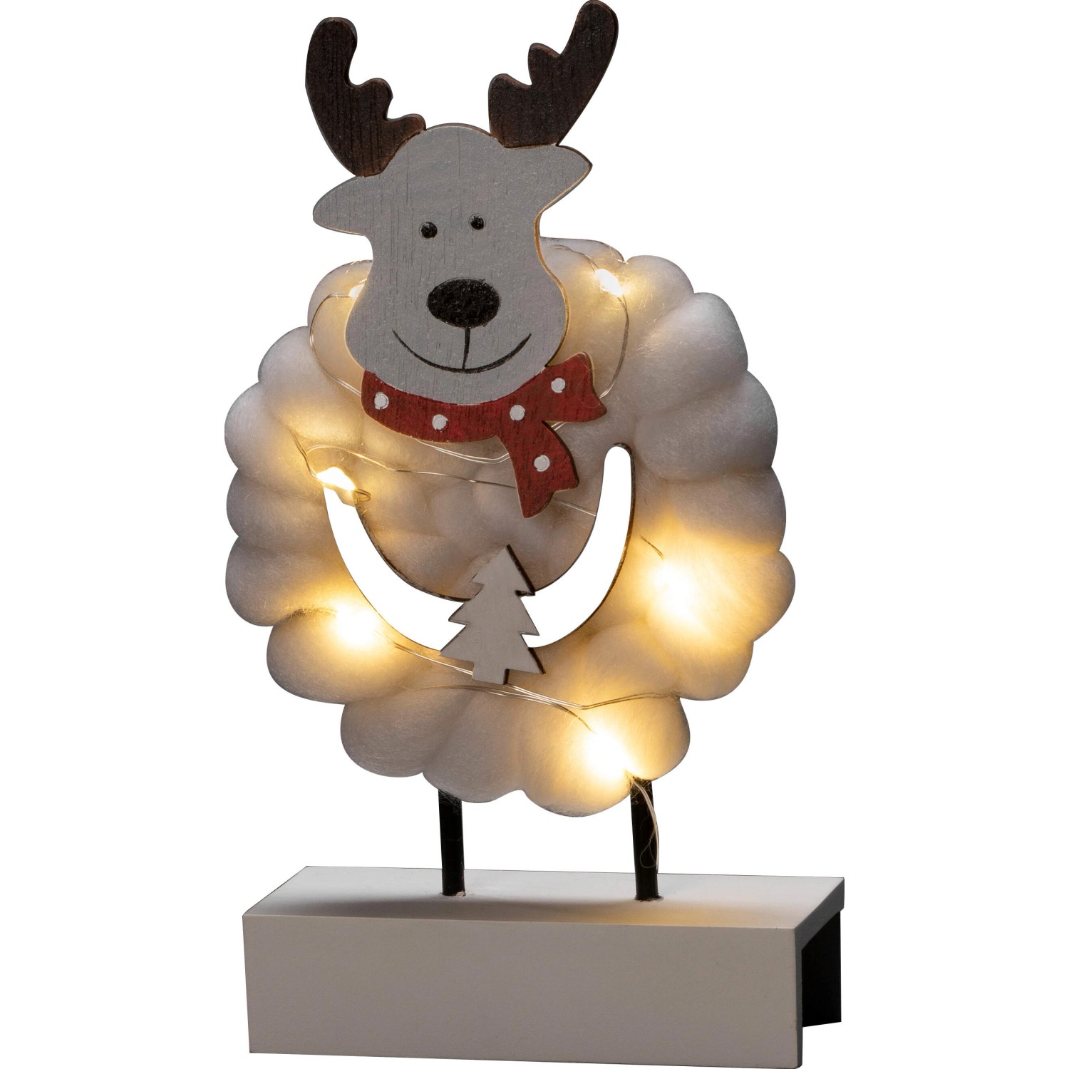 Konstsmide LED Holzsilhouette Elch mit Baumwolle 6 Dioden Warmweiß