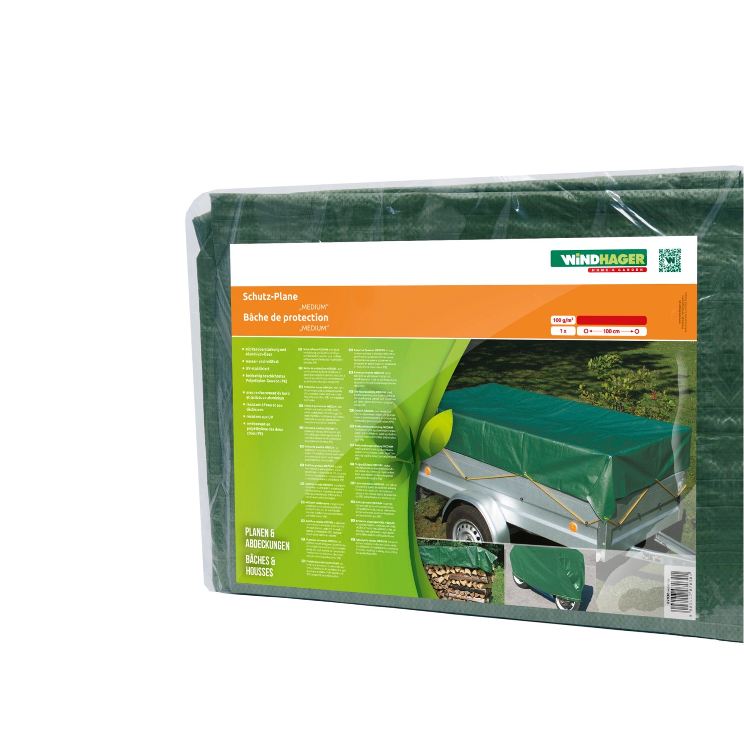 Verpackte Windhager Schutzplane Medium, 400x500cm, grün, 100 g/m², Zubehör für Hochbeete.