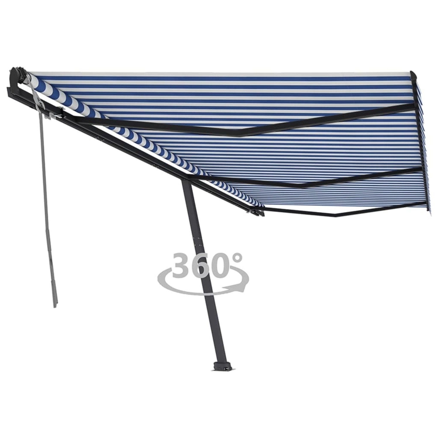 furnicato Standmarkise Manuell Einziehbar 600x350 cm Blau/Weiß günstig online kaufen