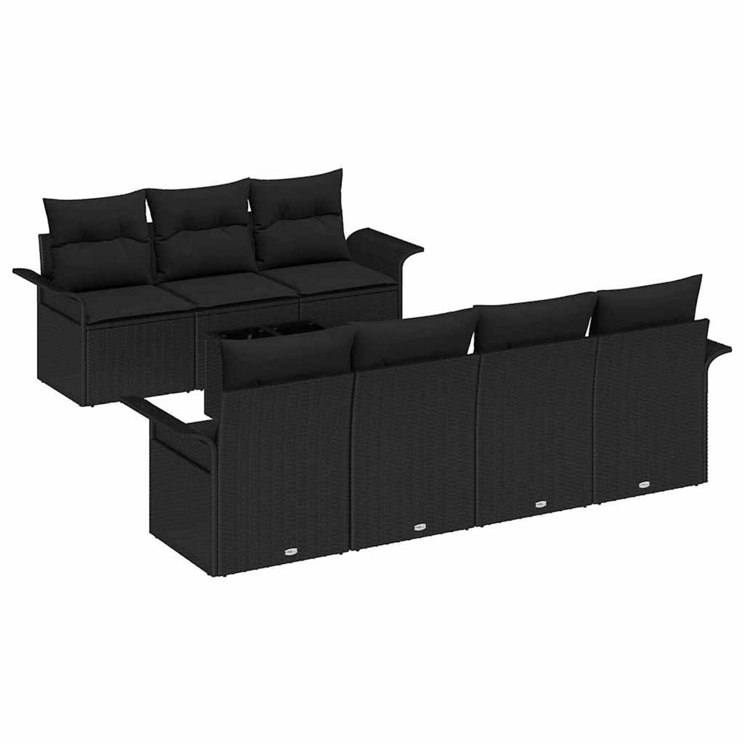 vidaXL Garten-Sofa-Set 8-Tlg Schwarz Poly Rattan 3345273 günstig online kaufen