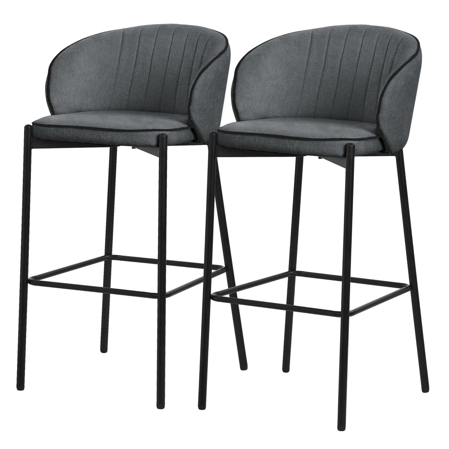 ML-Design Barhocker 2Er Set Anthrazit 76 cm Hoch mit Stoffbezug günstig online kaufen