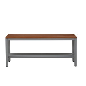 Freistehende PROREGAL Sitzbank Seal in Grau/Buche mit Schuhrost, 40x100x40 cm.