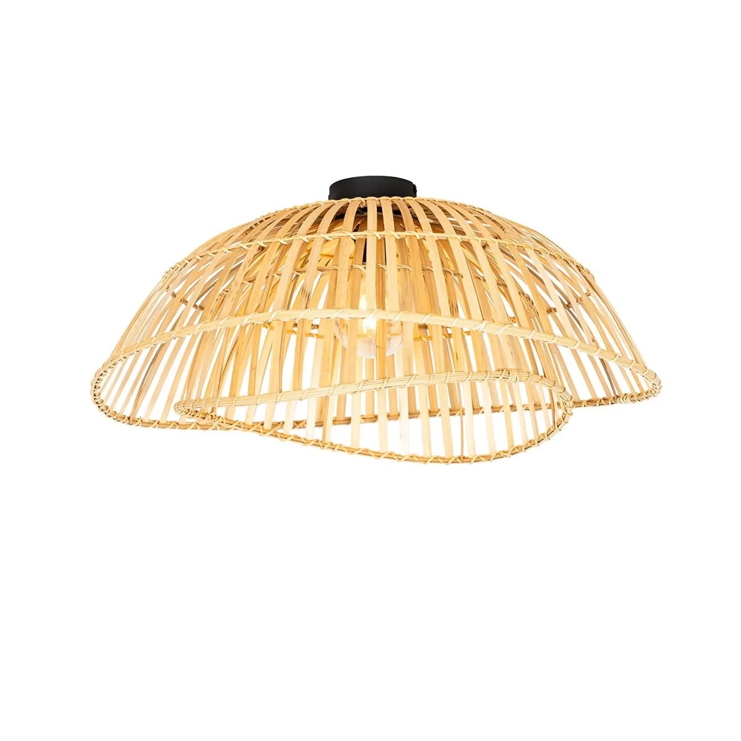 QAZQA Orientalische Deckenleuchte Schwarz mit Natürlichem Bambus 62 cm Pua