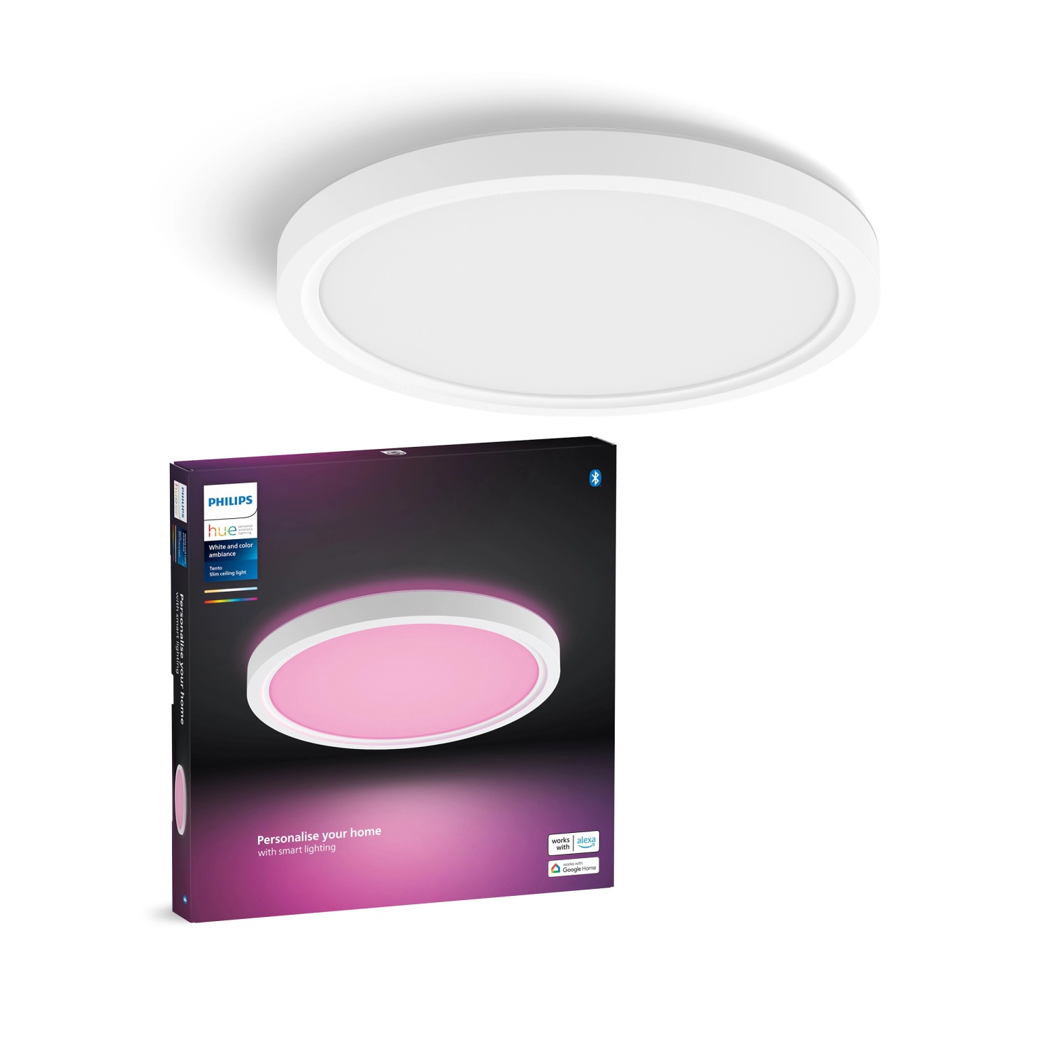 Philips Hue LED-Panel Tento White & Color Ambiance S Weiß Ø 29,1 cm
