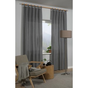 Gardinia Gardinenstangen-Set Shorty Buche 240cm mit grauen Vorhängen im Wohnraum.
