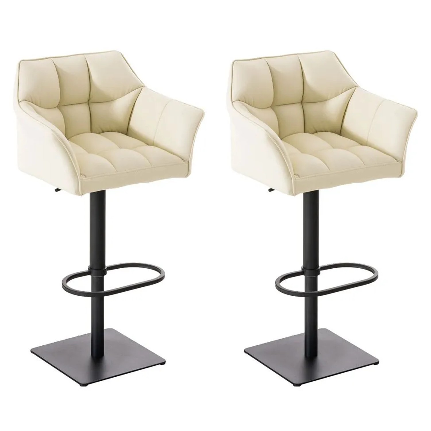 CLP 2er Set Barhocker Damaso Kunstleder Creme/Schwarz
