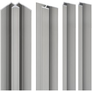 Schulte Profilset DecoDesign Alu Natur für Duschrückwände: Endprofile, Eck- und Flächenverbinder.
