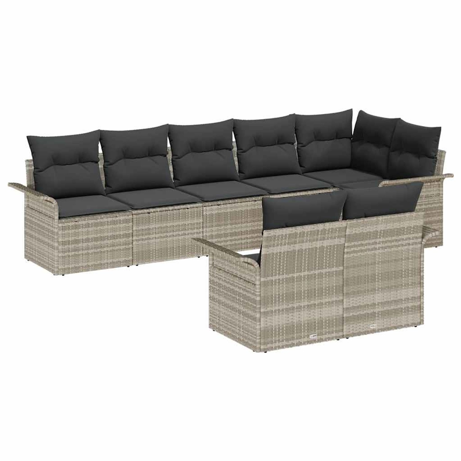 vidaXL 8-Teiliges Garten-Sofa-Set mit Kissen in Hellgrau aus Poly Rattan 33 günstig online kaufen